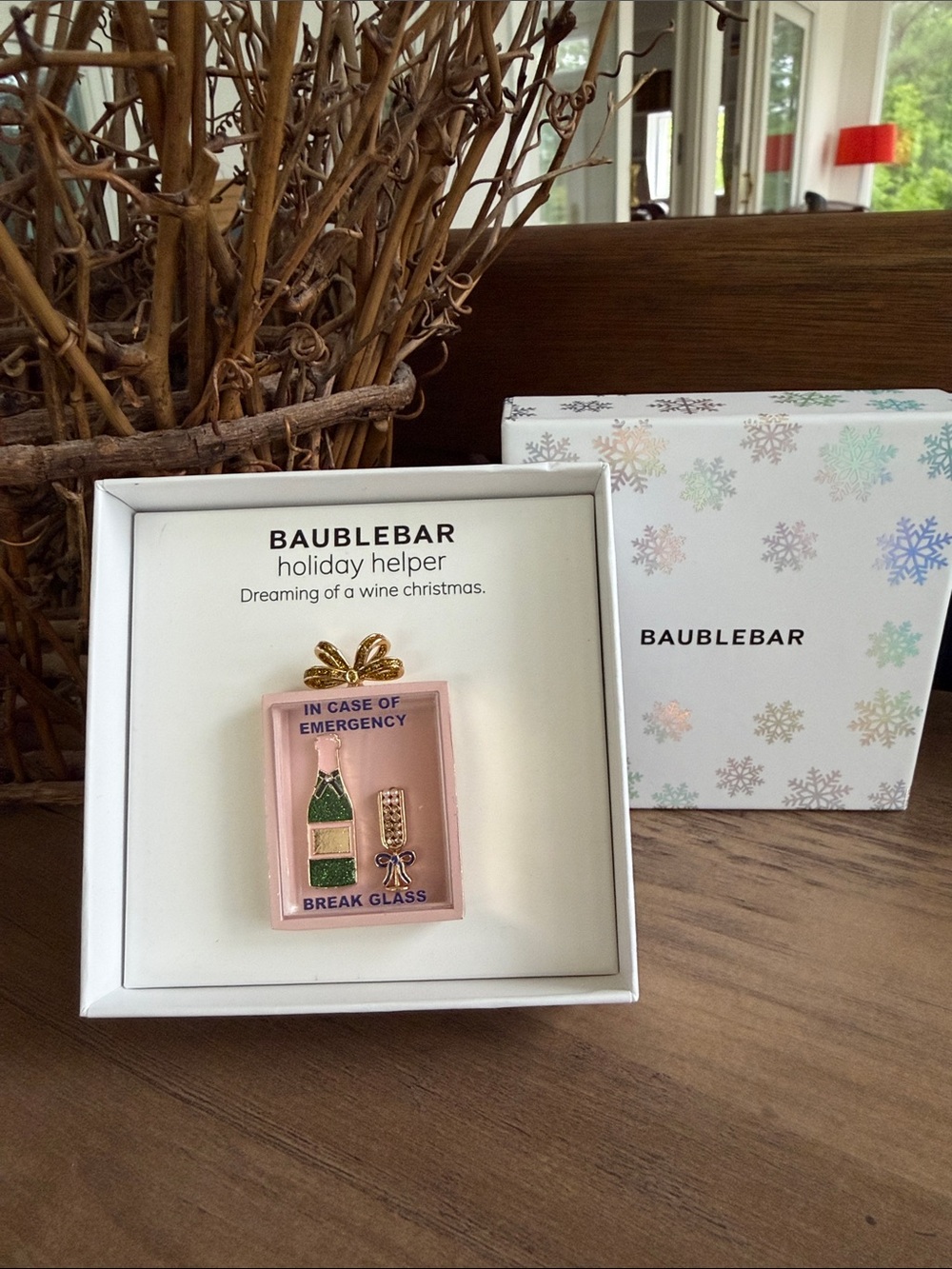 BaubleBar Pink and Gold 'In Case of Emergency' Charm Pin